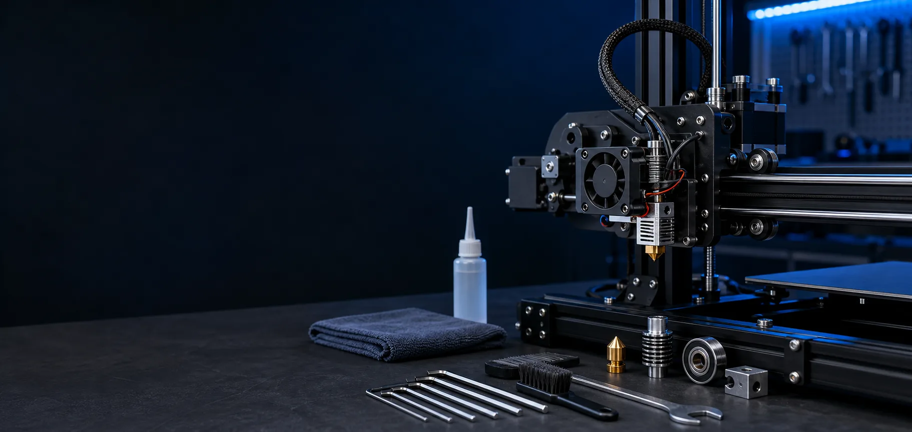 Close-up of a 3D printer toolhead